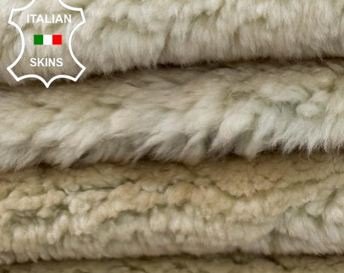 IVORY DISTRESSED Thick Hair On sheepskin Lamb shearling fur hairy sheep Italian leather pack 3 skins total 17sqf 20"x23" #C7488