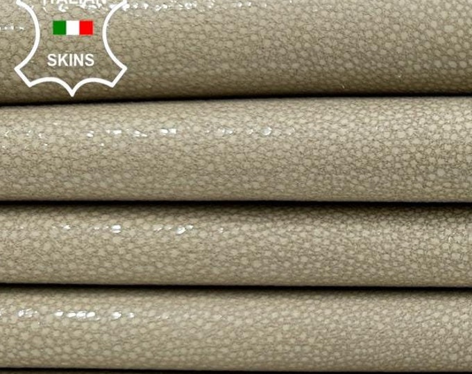 BEIGE CRACKED SHINY Printed Thick Soft Italian Lambskin Sheep Lamb Leather pack 2 hides skins total 15sqf 1.2mm #C2476