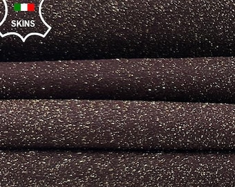 METALLIC SHIMMER GOLD Print On Burgundy Rough Thick Soft Italian Goatskin Goat Leather pack 2 hides skins total 7sqf 1.2mm #C2407