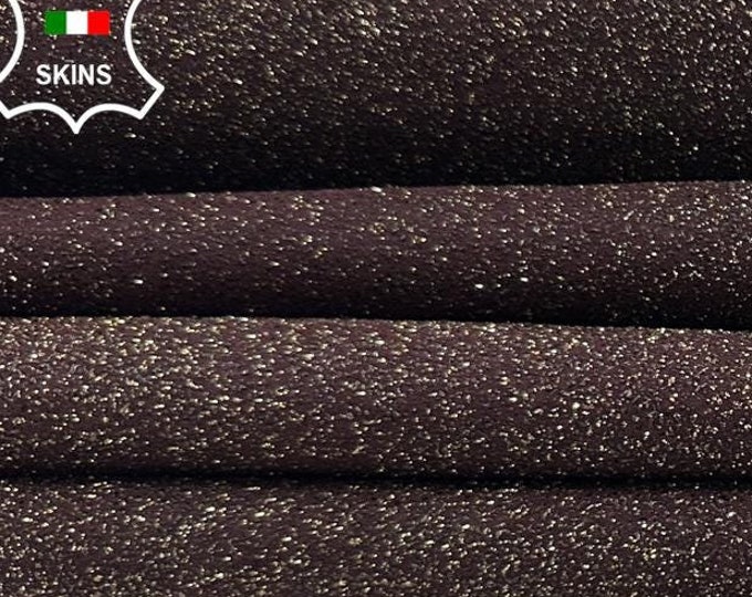 METALLIC SHIMMER GOLD Print On Burgundy Rough Thick Soft Italian Goatskin Goat Leather pack 2 hides skins total 7sqf 1.2mm #C2407