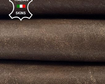 Delivered Duty Paid-CAMEL BROWN GRAINY Vintage Look Vegetable Tan Thick Soft Italian leather skin 5sqf 1.5mm #C6596