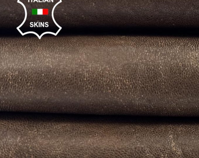 Delivered Duty Paid-CAMEL BROWN GRAINY Vintage Look Vegetable Tan Thick Soft Italian leather skin 5sqf 1.5mm #C6596