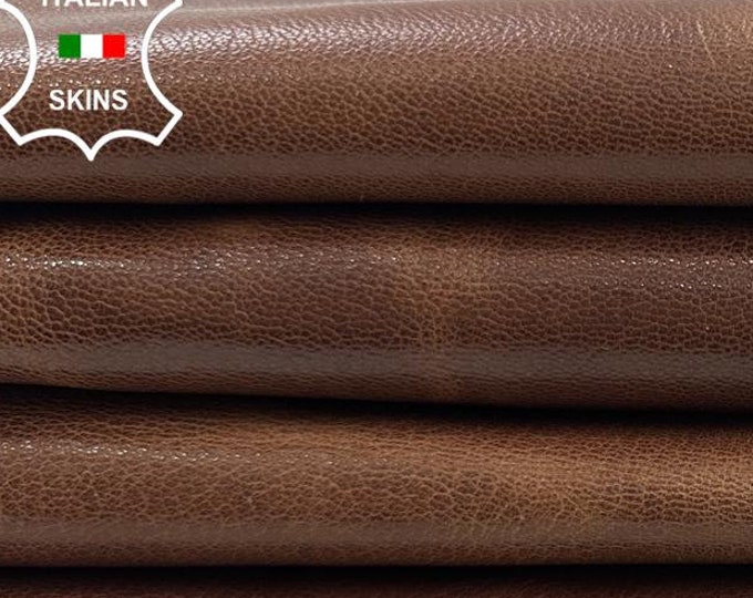 BROWN ANTIQUED ROUGH Vegetable Tan Thick Strong Italian Goatskin Goat Leather pack 2 hides skins total 8+sqf 1.1mm #C3378