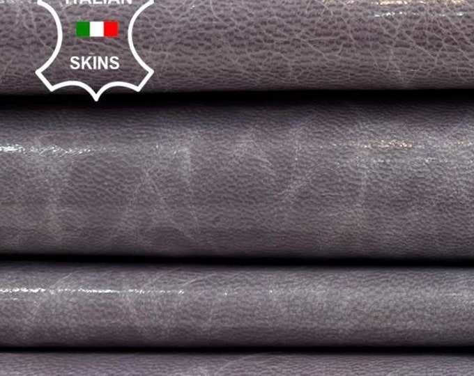 LILAC PURPLE Waxy Shiny Vintage Look Strong Italian Goatskin Goat Leather pack 3 hides skins total 12sqf 0.8mm #C1308