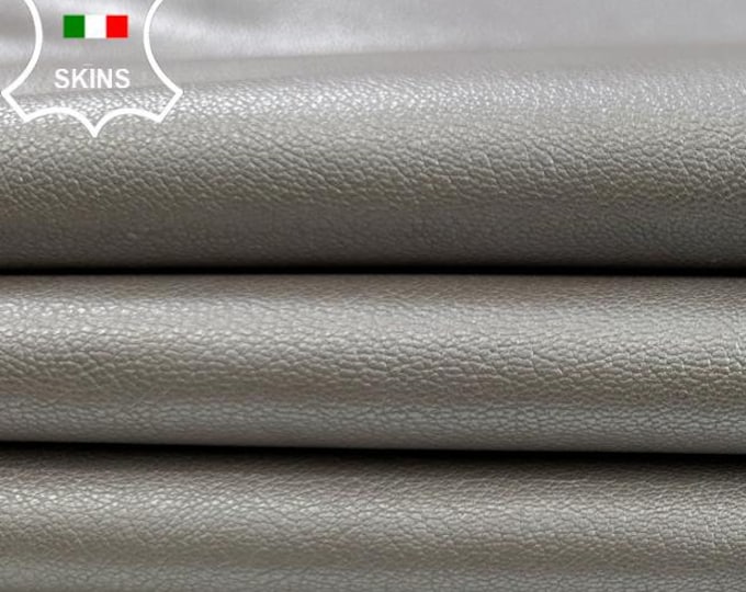 PEARLIZED SILVER ECRU Rough Italian Goatskin Goat Leather pack 2 hides skins total 8sqf 0.8mm #C2463
