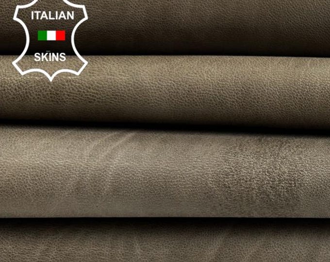 WALNUT BEIGE VEGETABLE Tan Rustic Vintage Look Thick Soft Italian Lambskin Sheep Lamb leather pack 2 hides skins total 12sqf 1.3mm #C4634
