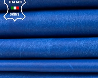 ROYAL BLUE VINTAGE Look Thick Soft Italian Lamb leather pack 2 skins total 12sqf 1.5mm #C6667
