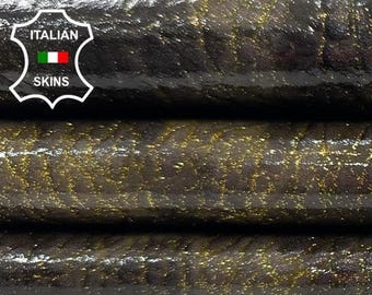PATENT GOLD PEARLIZED Distressed Grainy Textured Shiny Thick Italian Lambskin Sheep Lamb leather hide hides skin skins 3+sqf 1.3mm #C3817
