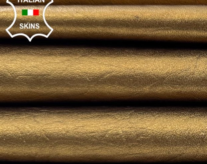 METALLIC BRASS BRONZE Thin Soft Italian Lambskin Sheep Lamb Leather pack 2 hides skins total 15sqf 0.6mm #C6309