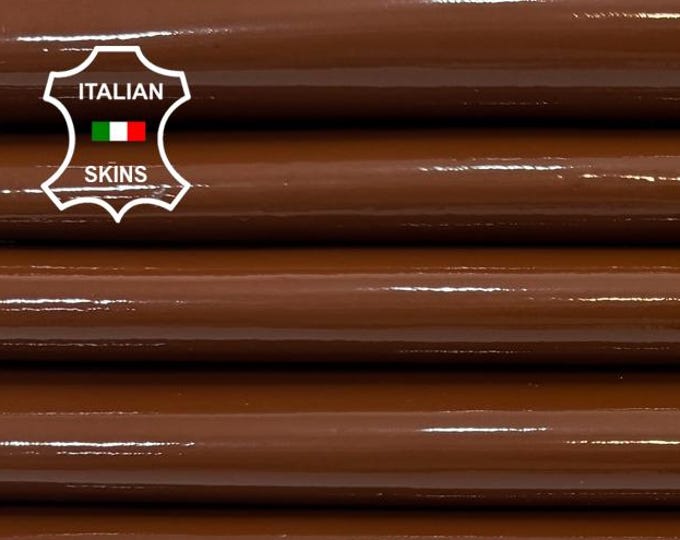 Delivered Duty paid - PATENT RUST BROWN Shiny Italian Goat leather pack 4 skins total 20sqf 1.0mm #Z46