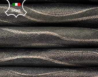 Delivered Duty Paid-DARK TAUPE GREY Shimmer Zebra Print On Italian Calf leather pack 2 skins total 12sqf 0.7mm #C6891