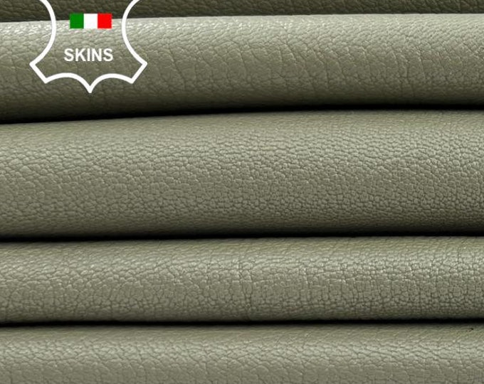 KHAKI GREEN ROUGH Grainy Thick Italian Goatskin Goat Leather pack 3 hides skins total 15sqf 1.2mm #C2024