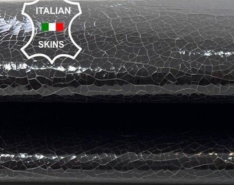ESPRESSO DARK BROWN Patent Cracked Shiny Glossy Thick Strong Italian Goatskin Goat Leather hide hides skin skins 5sqf 1.1mm #C587