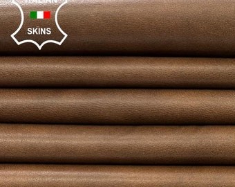 Delivered Duty Paid-BROWN DISTRESSED ANTIQUED Rustic Look Soft Italian Lamb Leather pack 2 skins total 15+sqf 0.8mm #C2569