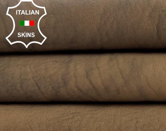 CAMEL BROWN Distressed Coated Vegetable Tan Vintage Look Thick Soft Italian Goatskin Goat Leather hide hides skin skins 5sqf 1.3mm #C1282