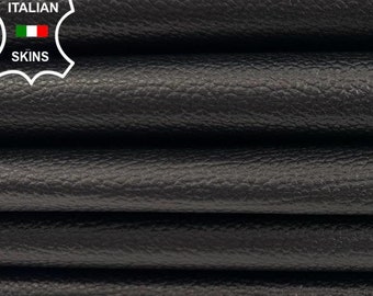 BLACK PEBBLE GRAINY Italian Lambskin  Lamb Leather pack 2 skins total 10+sqf 0.7mm #C3235
