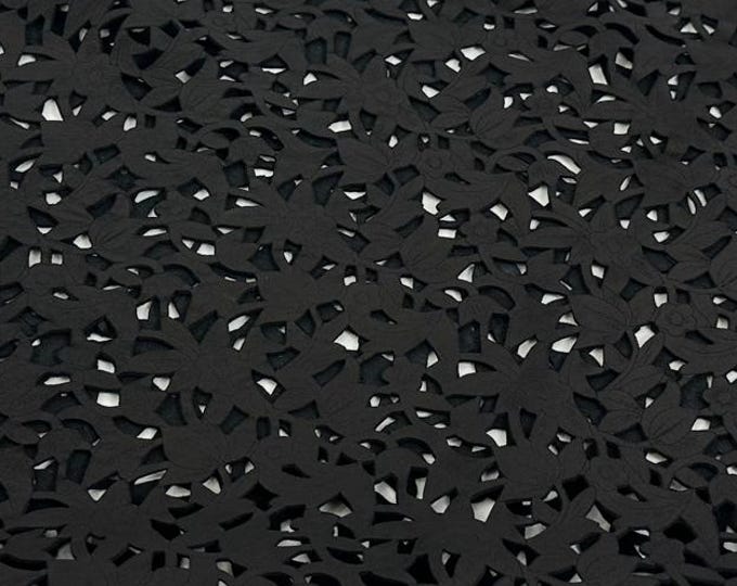 BLACK FLOWERS LASER Engraved Vegetable Tan Thick Soft Italian Lambskin Sheep Lamb leather hide hides skin skins 4sqf 1.3mm #C5666