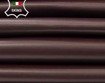 MAROON REDDISH BROWN soft Italian Lambskin Sheep Lamb leather pack 2 hides skins total 20sqf 0.9mm #C4986