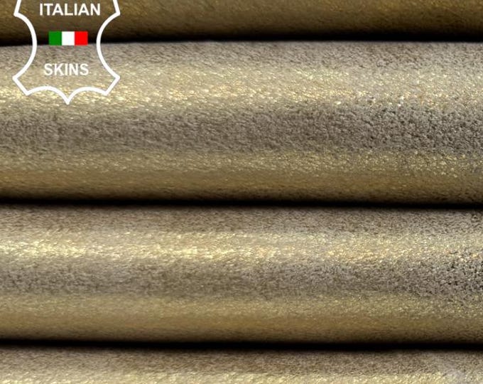 METALLIC GOLD CRINKLED Vintage Look Italian Lambskin Sheep Lamb leather hide hides skin skins 8sqf 0.9mm #C6495
