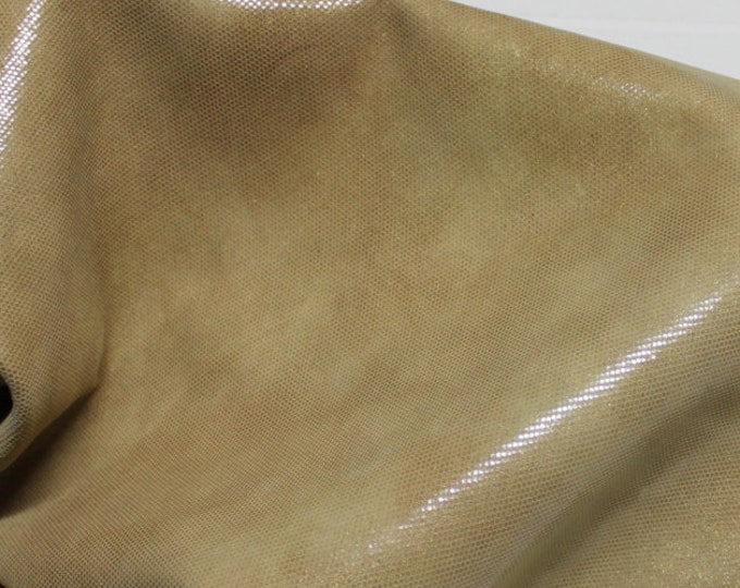 Italian thick Goatskin leather hides skins hide skin sand sandy TAN LAMé PEARLIZED distressed 4sqf  #7679