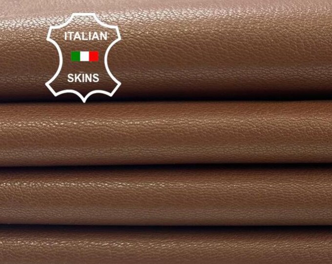 CAMEL BROWN PEARLISED rough vegetable tan thick Italian Goatskin Goat Leather 2 skins hides total 10+sqf 1.1mm #C3467