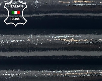 BLACK PATENT WASHED Gloss Shiny Thick Italian Goatskin Goat leather pack 2 hides skins total 10+sqf 1.2mm #C5774