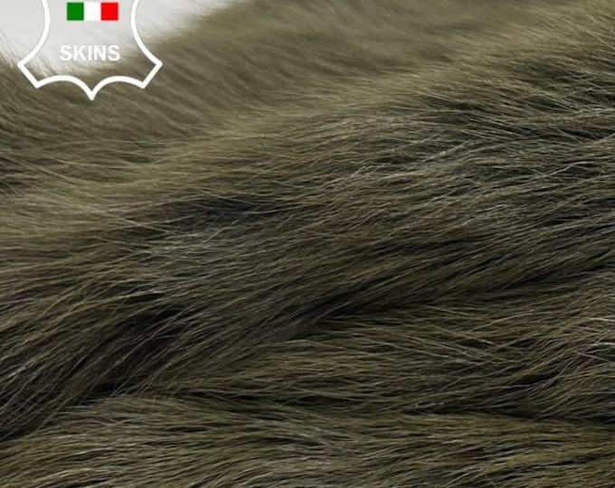 OLIVE GREEN Hair On Soft sheepskin Lamb shearling fur hairy sheep Italian leather pack 2 hides skins total 4+sqf 16"x25" #C2599