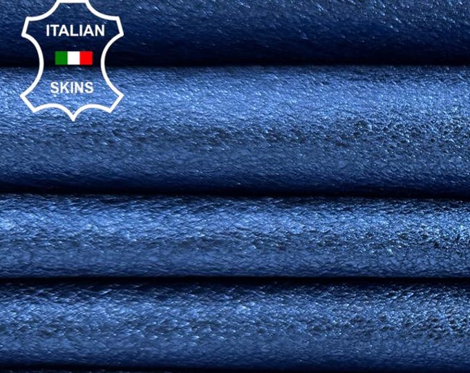METALLIC BLUE ROUGH Thick Soft Italian Lamb leather pack 2 skins total 11sqf 1.1mm #C7268
