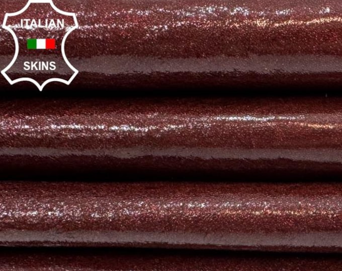 WINE BURGUNDY PATENT Washed Rough Shiny Thick Italian Goat leather pack 2 skins total 12sqf 1.1mm #C7398