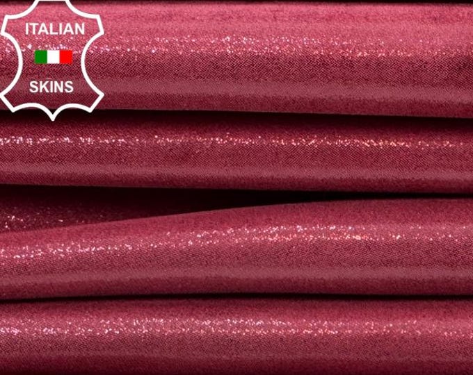 RED ROSE PEARLISED Shimmer Soft Italian Lamb leather pack 2 skins total 12sqf 0.8mm #C7375