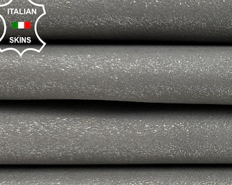 SILVER GREY Shimmer Shiny Print Strong Italian Goatskin Goat leather pack 2 hides skins total 7+sqf 1.0mm #C5565
