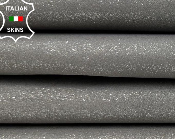 SILVER GREY Shimmer Shiny Print Strong Italian Goatskin Goat leather pack 2 hides skins total 7+sqf 1.0mm #C5565