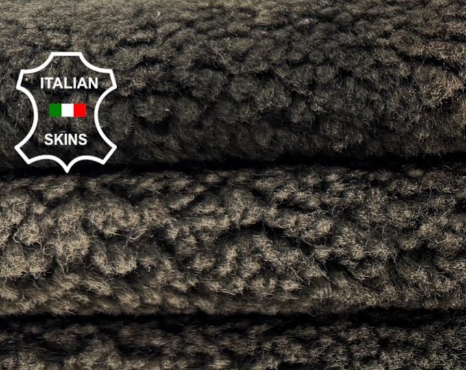 Delivered Duty paid - OLIVE GREEN DISTRESSED Soft Hair On sheepskin Lamb shearling fur hairy sheep Italian leather 6sqf 28"x30" #C7575