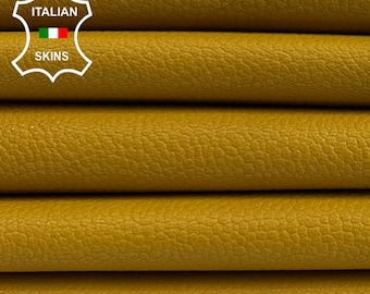 Delivered Duty Paid-MUSTARD YELLOW PEBBLE Grainy Thick Soft Italian Goatskin Goat leather pack 2 skins total 10sqf 1.4mm #C4148