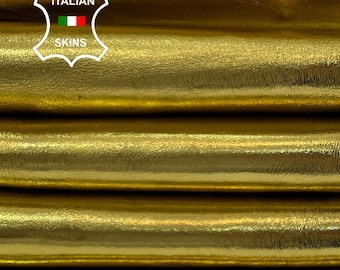 Free FedEx & Duties - METALLIC GOLD Thick Italian Calfskin Calf Cow leather pack 2 skins total 18sqf 1.1mm #C6565