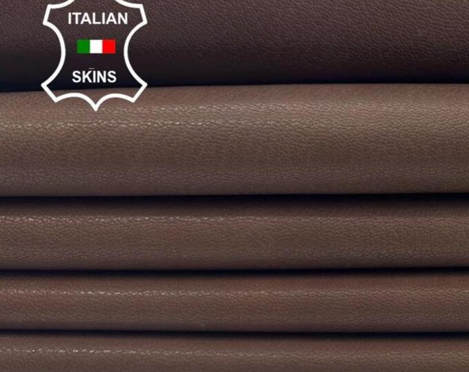 NATURAL BROWN rough vegetable tan Italian Goatskin Goat Leather 12 skins hides total 60sqf 0.9mm #C3468