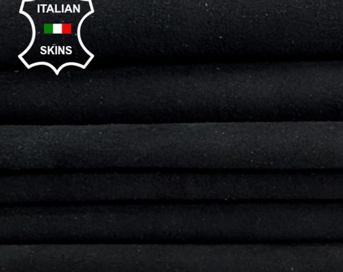 BLACK SUEDE Soft Italian STRETCH Backed Lamb Leather pack 2 skins total 10sqf 0.9mm #C7436