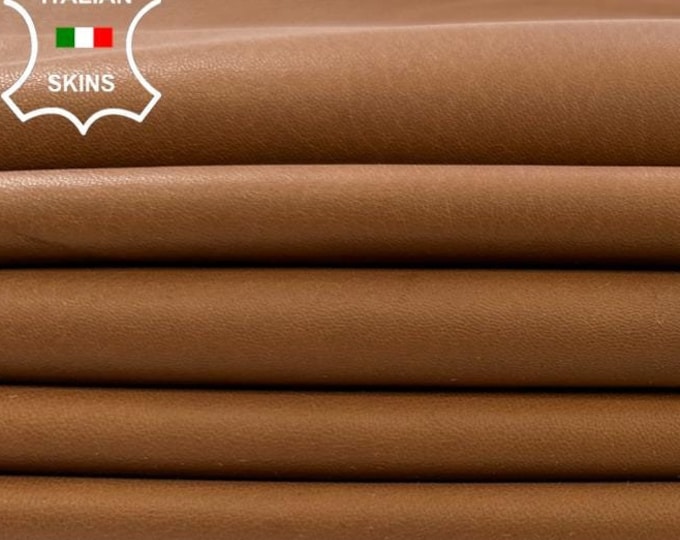 NATURAL BROWN Soft Italian Lambskin Sheep Lamb Leather pack 2 hides skins total 9+sqf 0.7mm #C2595