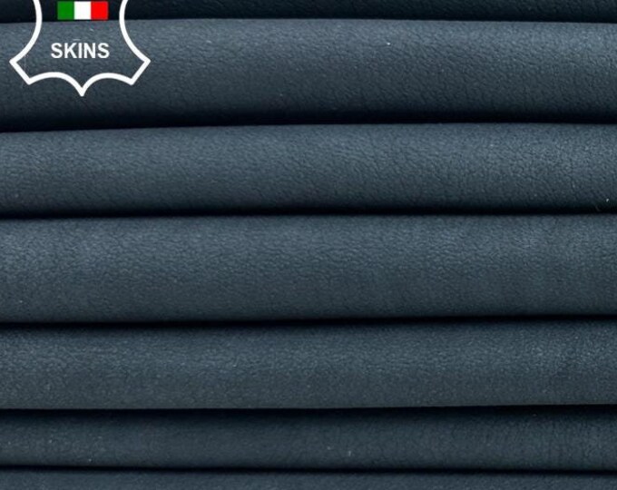 DARK BLUE Nubuck Soft Italian Lambskin Sheep Lamb Leather pack 2 hides skins total 12+sqf 0.8mm #C2369