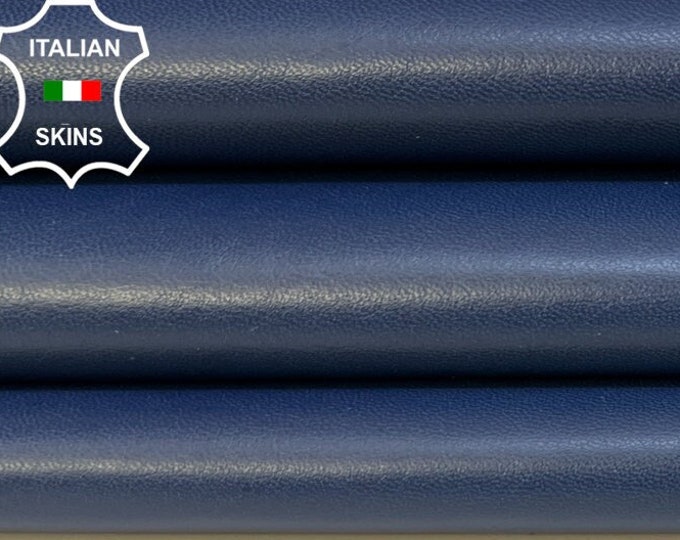 BLUE SEMI GLOSS Shiny Soft Italian Lambskin Lamb Sheep Leather hide hides skin skins 4sqf 0.7mm #B9203