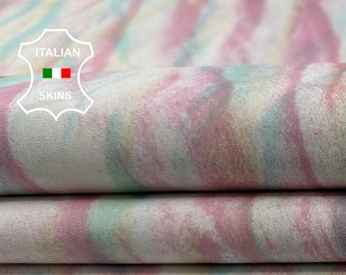 TIE DYE MULTICOLOR On White Soft Italian Lambskin Sheep Lamb Leather hide hides skin skins 6sqf 0.9mm #C3016