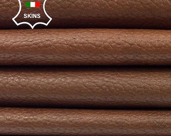 BROWN GRAINY ANTIQUED Vegetable Tan Soft Italian Lambskin Sheep Lamb Leather pack 2 hides skins total 14sqf 0.8mm #C2260