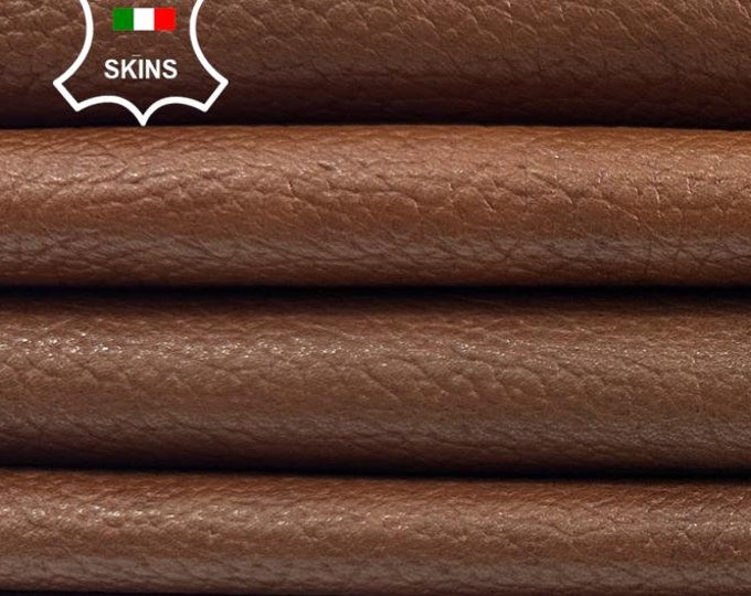BROWN GRAINY ANTIQUED Vegetable Tan Soft Italian Lambskin Sheep Lamb Leather pack 2 hides skins total 14sqf 0.8mm #C2260