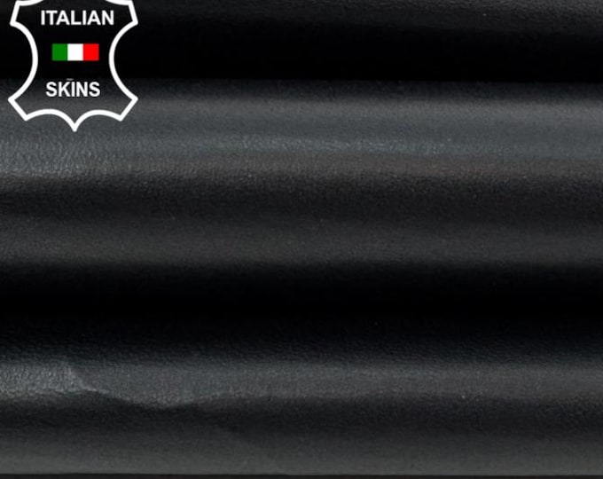 JET BLACK BACKED Thin Italian Lamb leather skin 6sqf 0.6mm #C7361