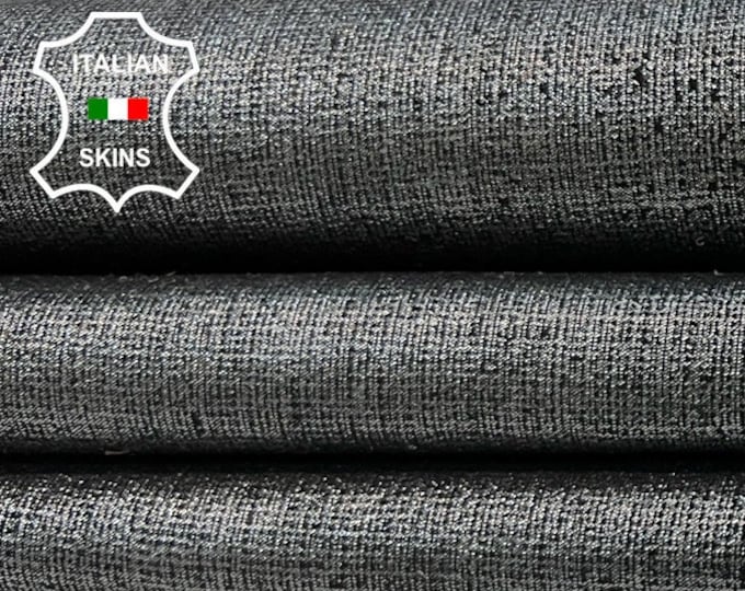 METALLIC GUNMETAL CANVAS Print On Cracked Soft Italian Goatskin Goat Leather hide hides skin skins 4+sqf 0.9mm #C394