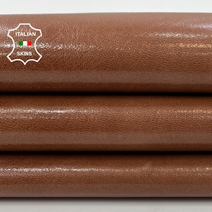 TAN BROWN SHINY Natural Vintage Look Italian Goatskin Goat Leather hide hides skin skins 4sqf 0.8mm #C692