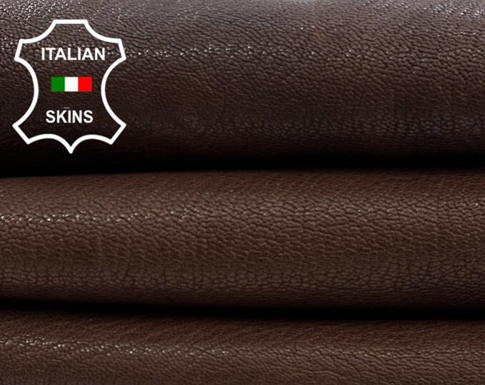 BROWN ANTIQUED ROUGH Vegetable Tan Thick Italian Goatskin Goat Leather hide hides skin skins 4sqf 1.9mm #C564