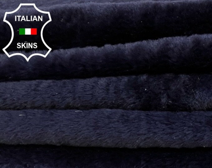 DARK BLUE Short Hair On Soft sheepskin shearling fur hairy sheep Italian leather skin skins hide hides 19"x41"  #B8616