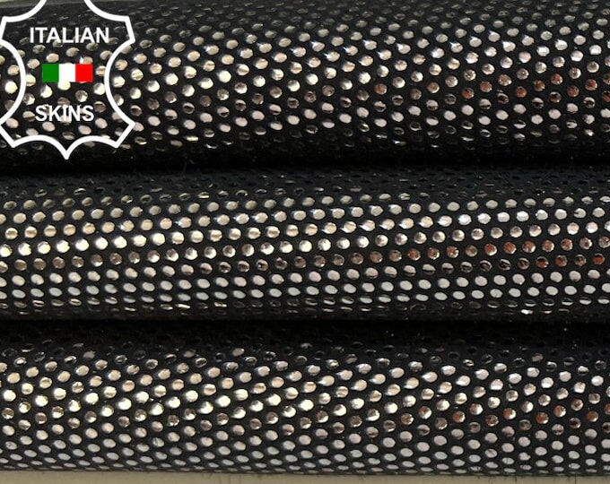 METALLIC GUNMETAL POIS Lame Print On Italian Goatskin Goat Leather hide hides skin skins 2+sqf 0.9mm #B9754