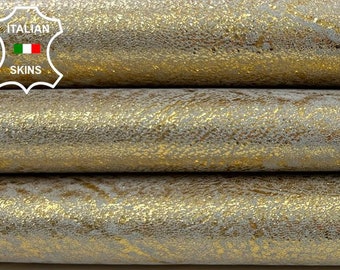 METALLIC GOLD Distressed Vintage Look Soft Italian Goatskin Goat Leather hide hides skin skins 5sqf 0.8mm #C1143